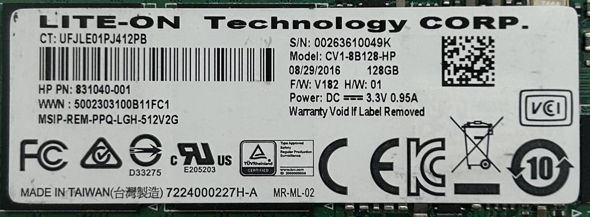 HP 831040-001 128GB M.2 SATA SSD, Used