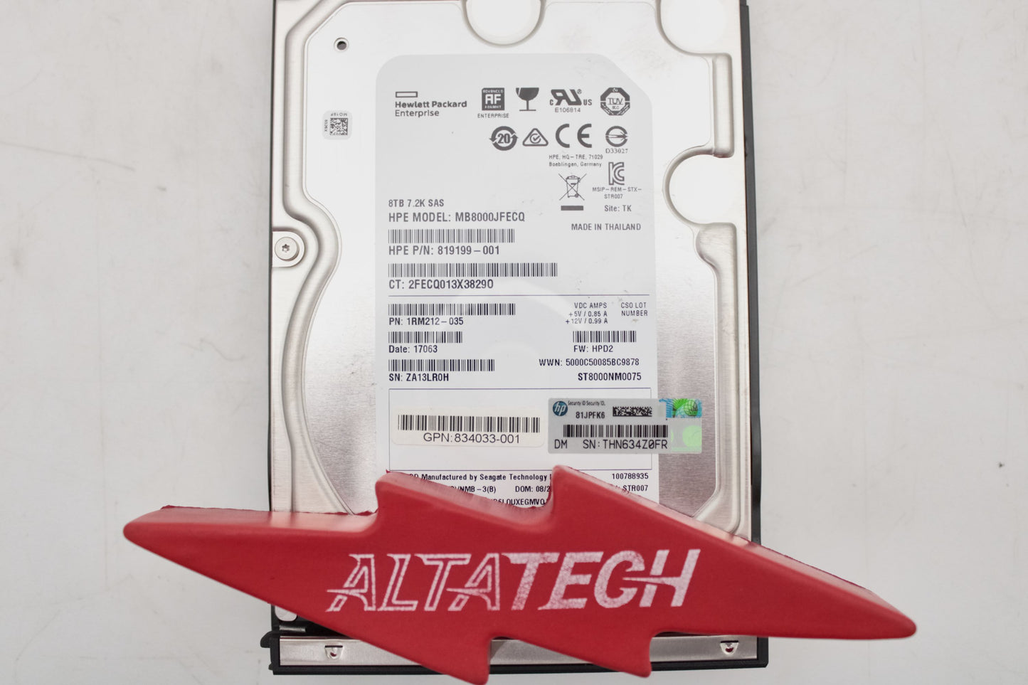 HP 834132-001 8TB 7.2K 3.5 12G SAS 512E LP DS HDD, Used