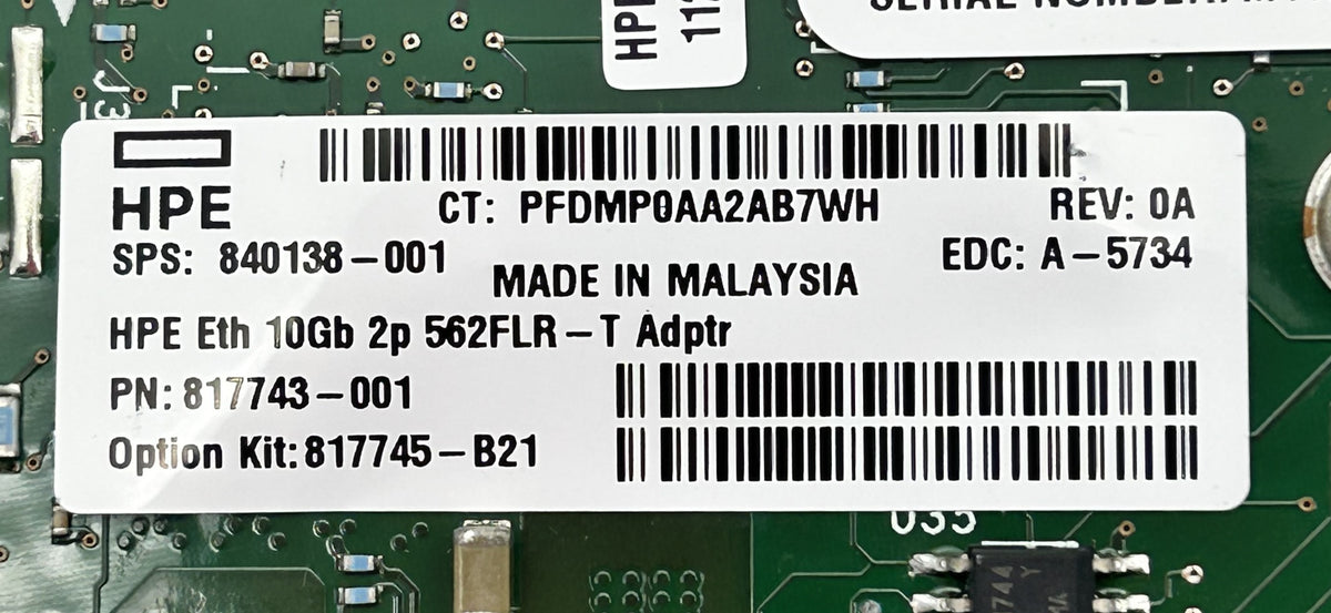HP 840138-001 ETHERNET 10GB 2P 562FLR-T ADAPTER, Used