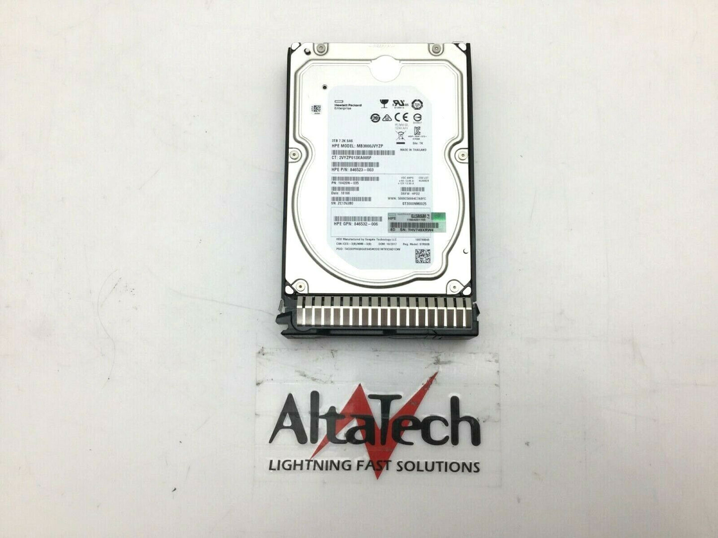 HP 846614-001 3TB 12Gbps 7.2K RPM 3.5" SAS Hard Drive, Used