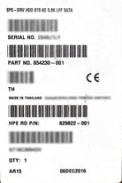 HP 854230-001 8TB 5.9K SATA 3.5 6G, Used