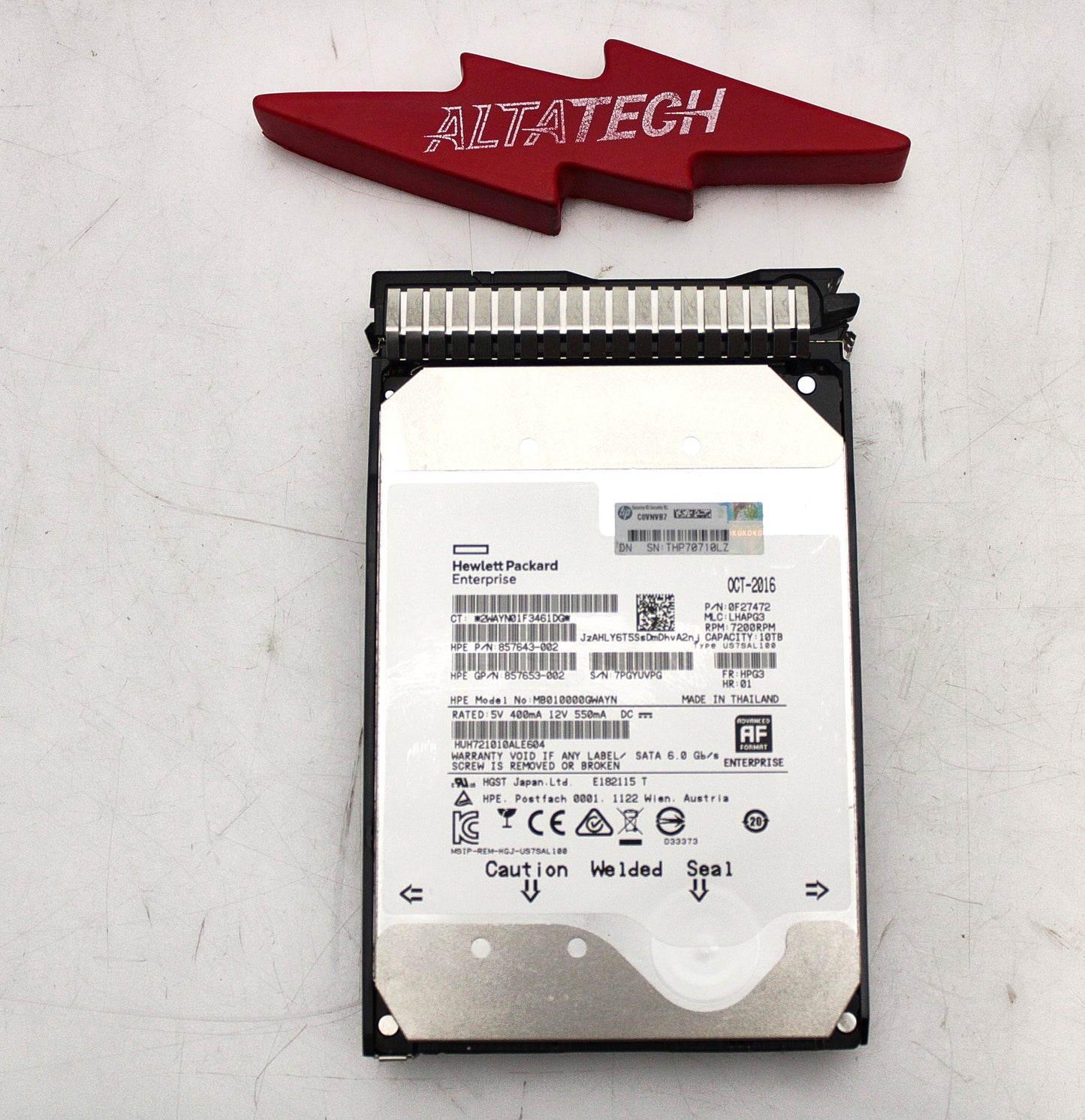 HP 857967-001 10TB 6G 7.2K LFF SATA SC DS HDD, Used