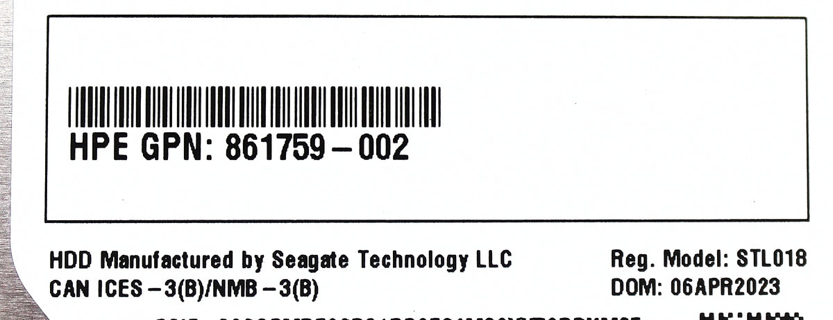 HP 861759-002 6TB SATA 6G 7.2K LFF LP 512e DS HDD, Used