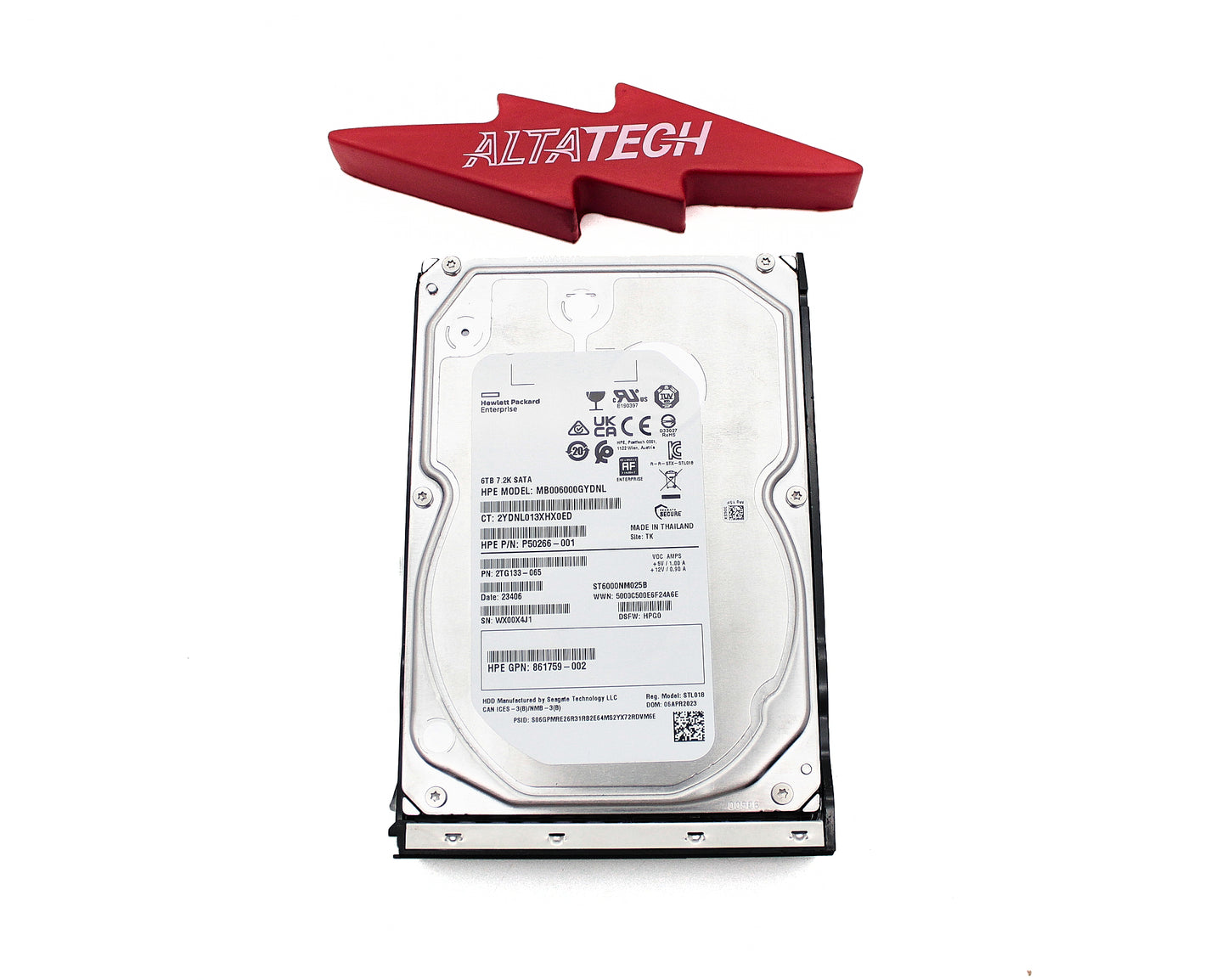 HP 861759-002 6TB SATA 6G 7.2K LFF LP 512e DS HDD, Used