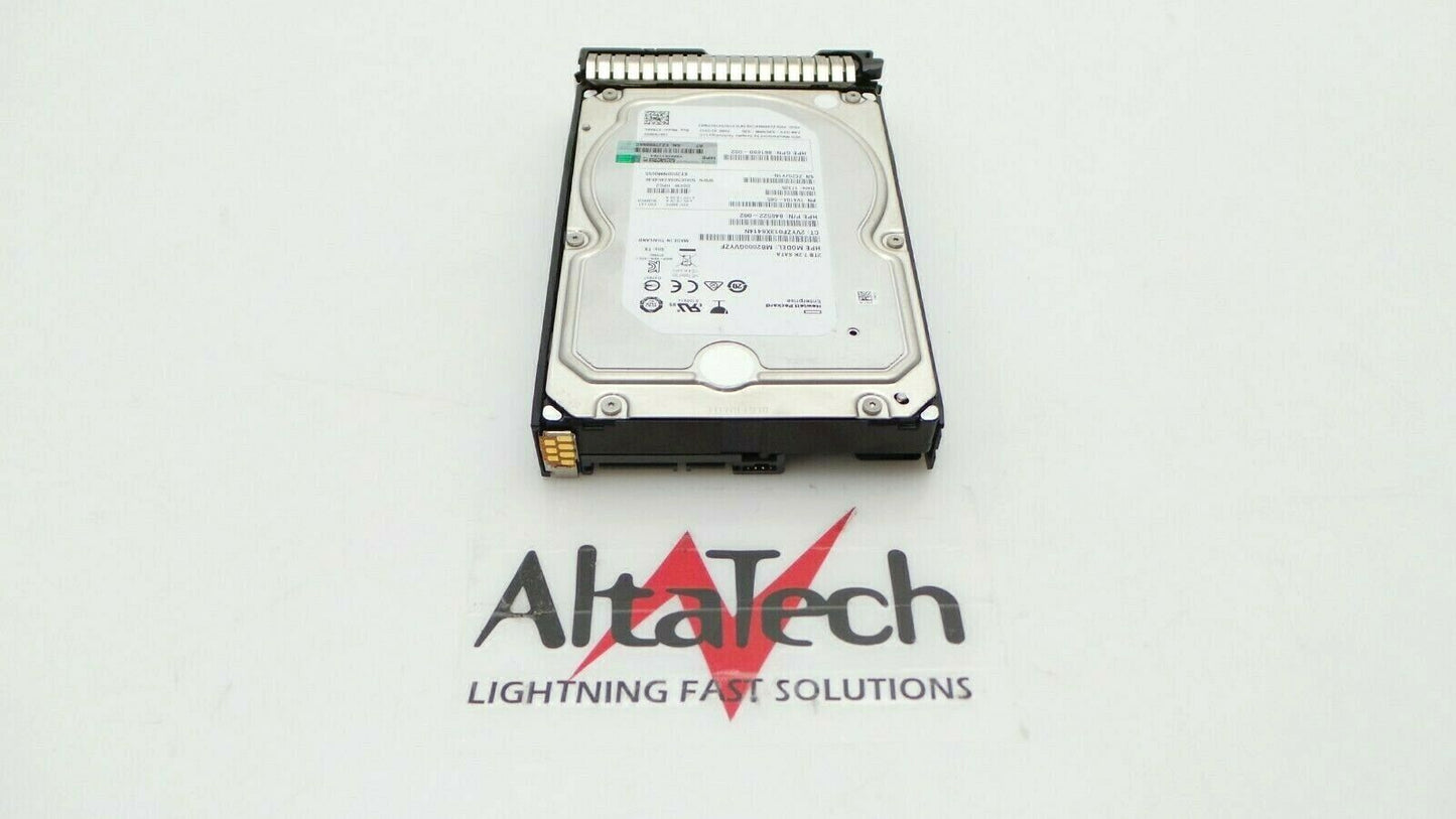 HP 862126-001 2TB 6G 7.2K RPM SATA LFF 3.5" Hard Drive, Used