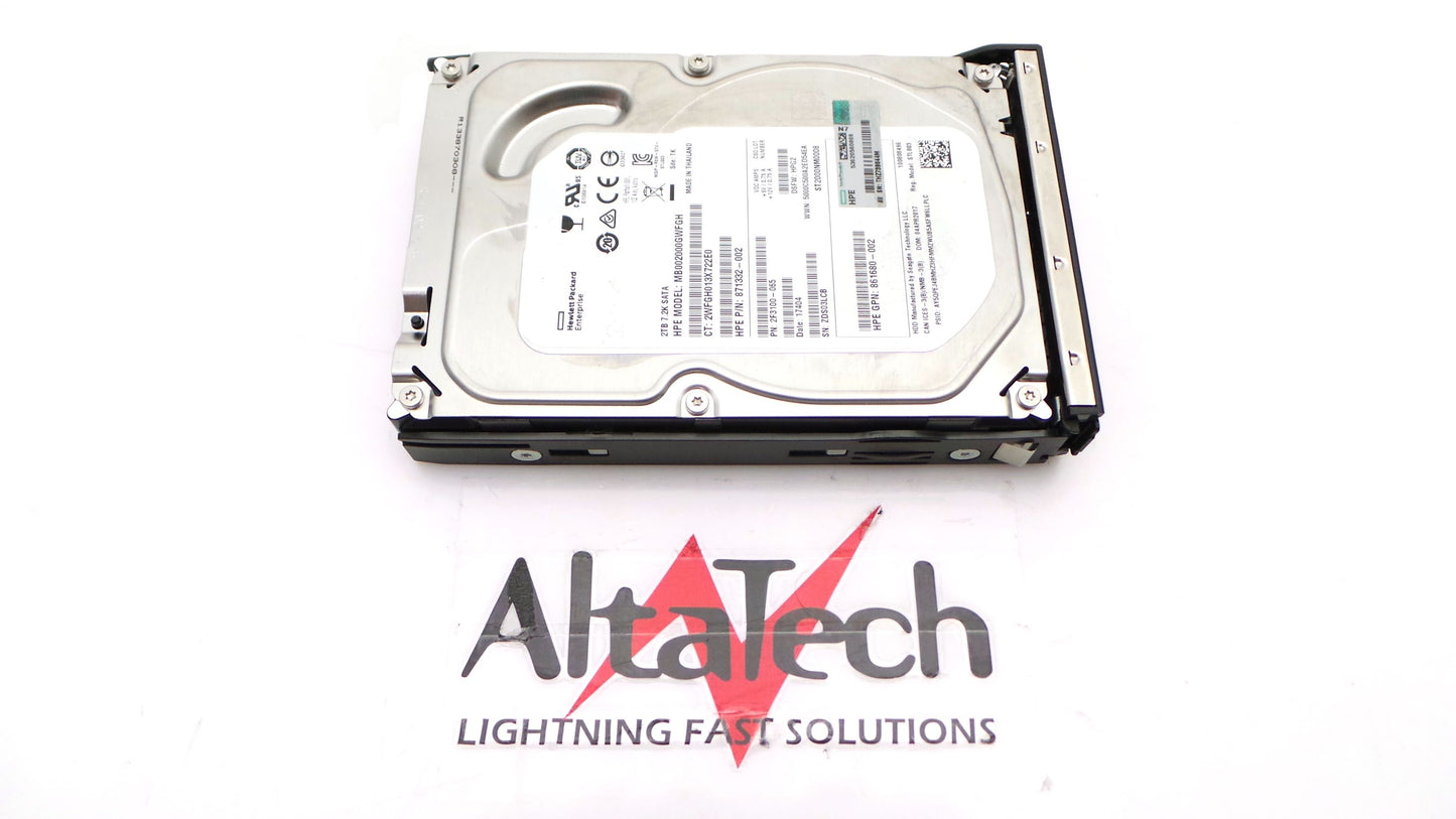 HP 862132-001 2TB 7.2K 3.5 6G SATA LP HDD, Used