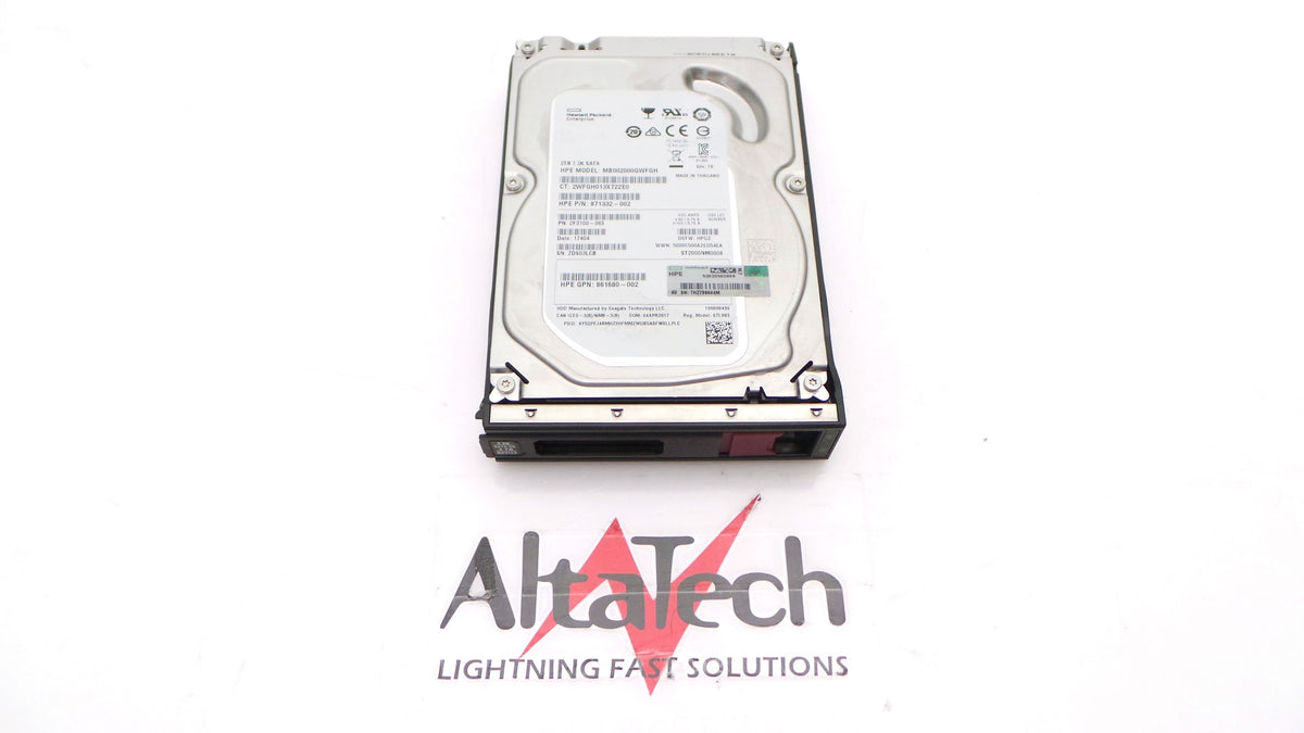 HP 862132-001 2TB 7.2K 3.5 6G SATA LP HDD, Used