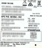 HP 867254-002 600GB 12G SAS 15K SFF SC HDD, Used
