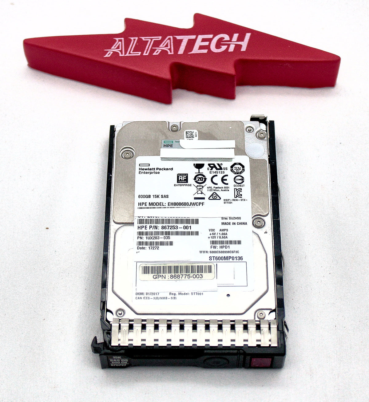 HP 870797-001 600GB 12GBS15K 2.5 SAS SC SFF 512E, Used