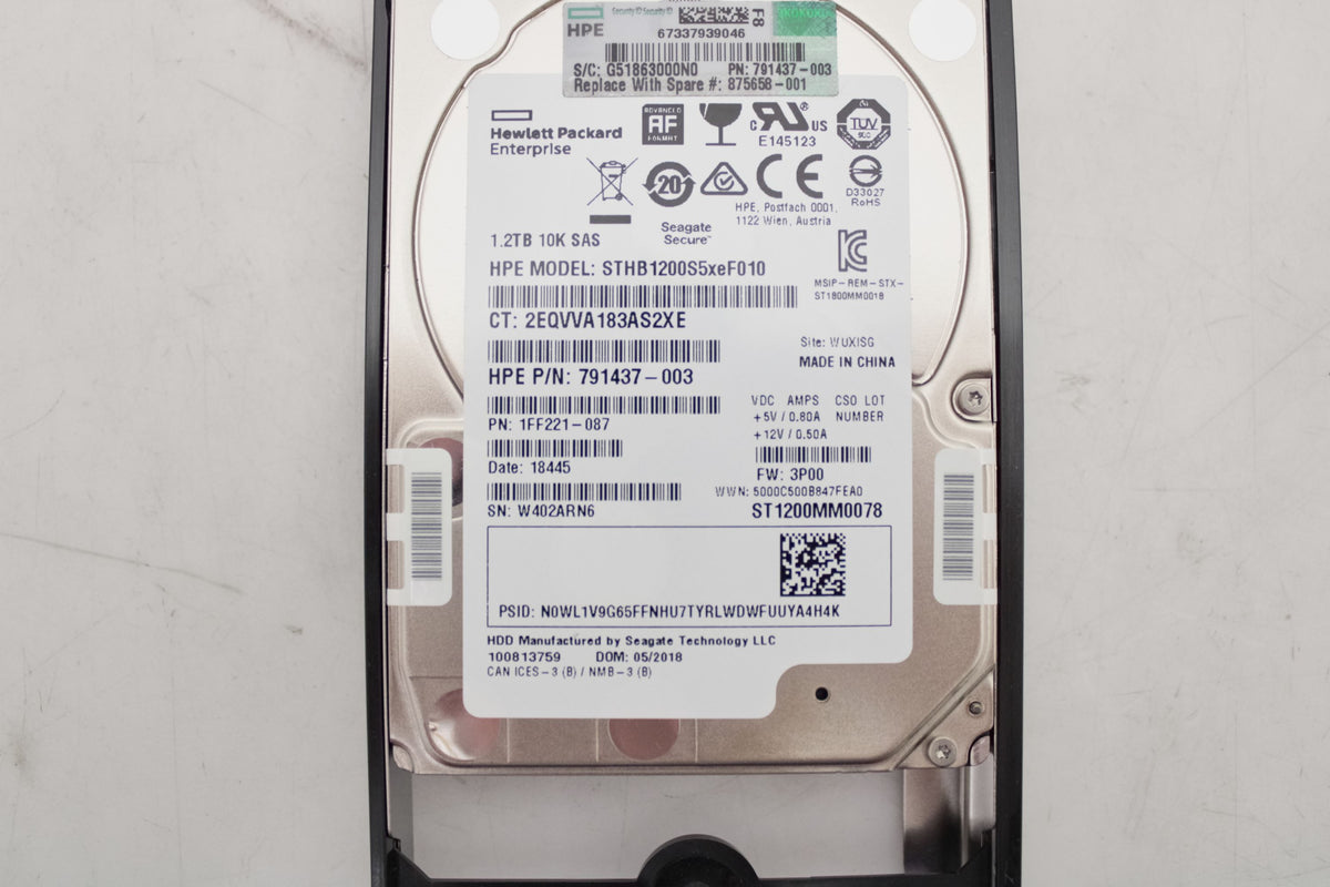 HP 875658-001 3PAR 20000 1.2TB SAS 10K (2.5IN) FIPS Encrypted HDD, Used