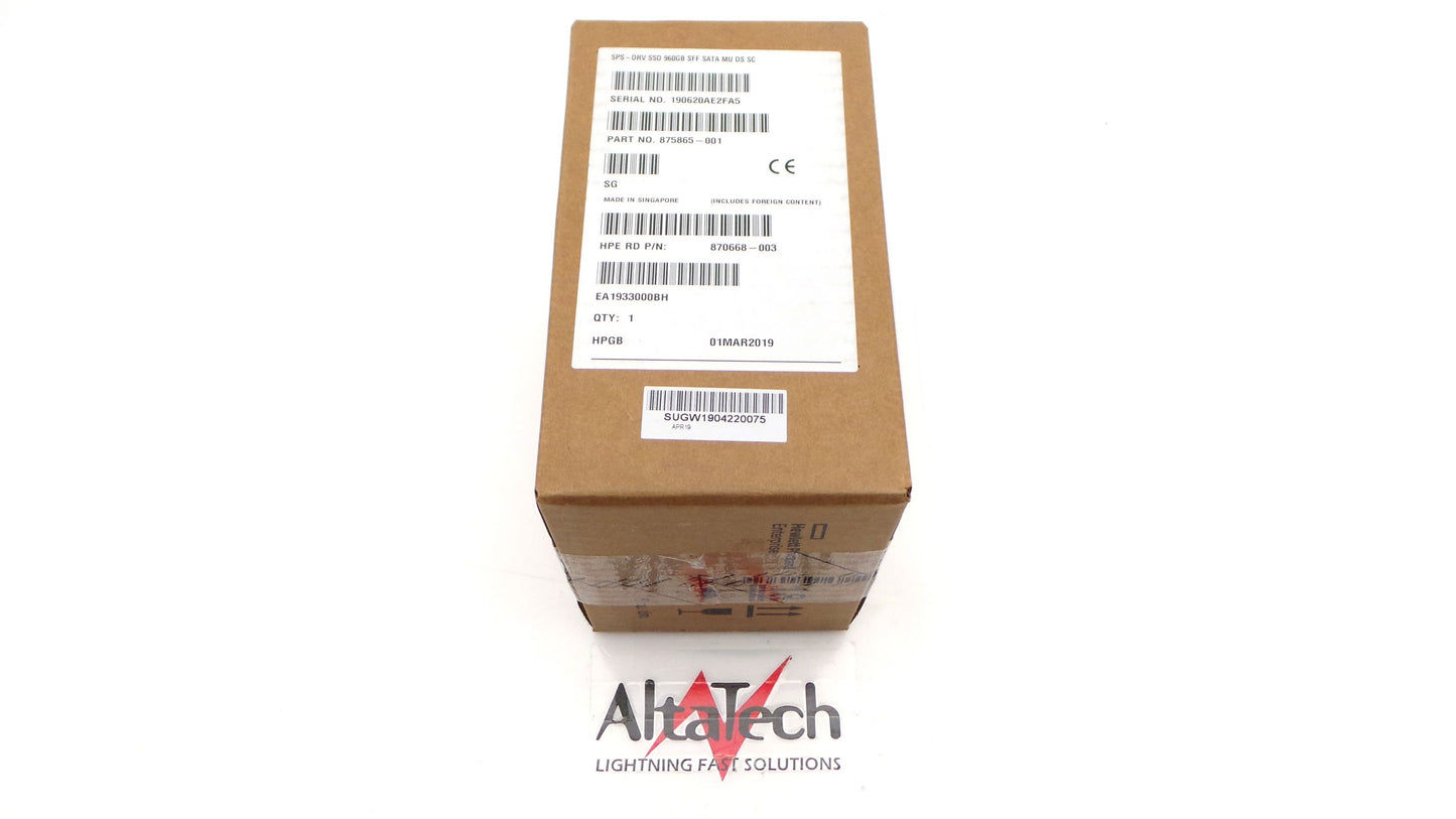 HP 875865-001_NOB 960GB SATA Solid State Drive 6GB/s MU SFF DS SC, New Open Box