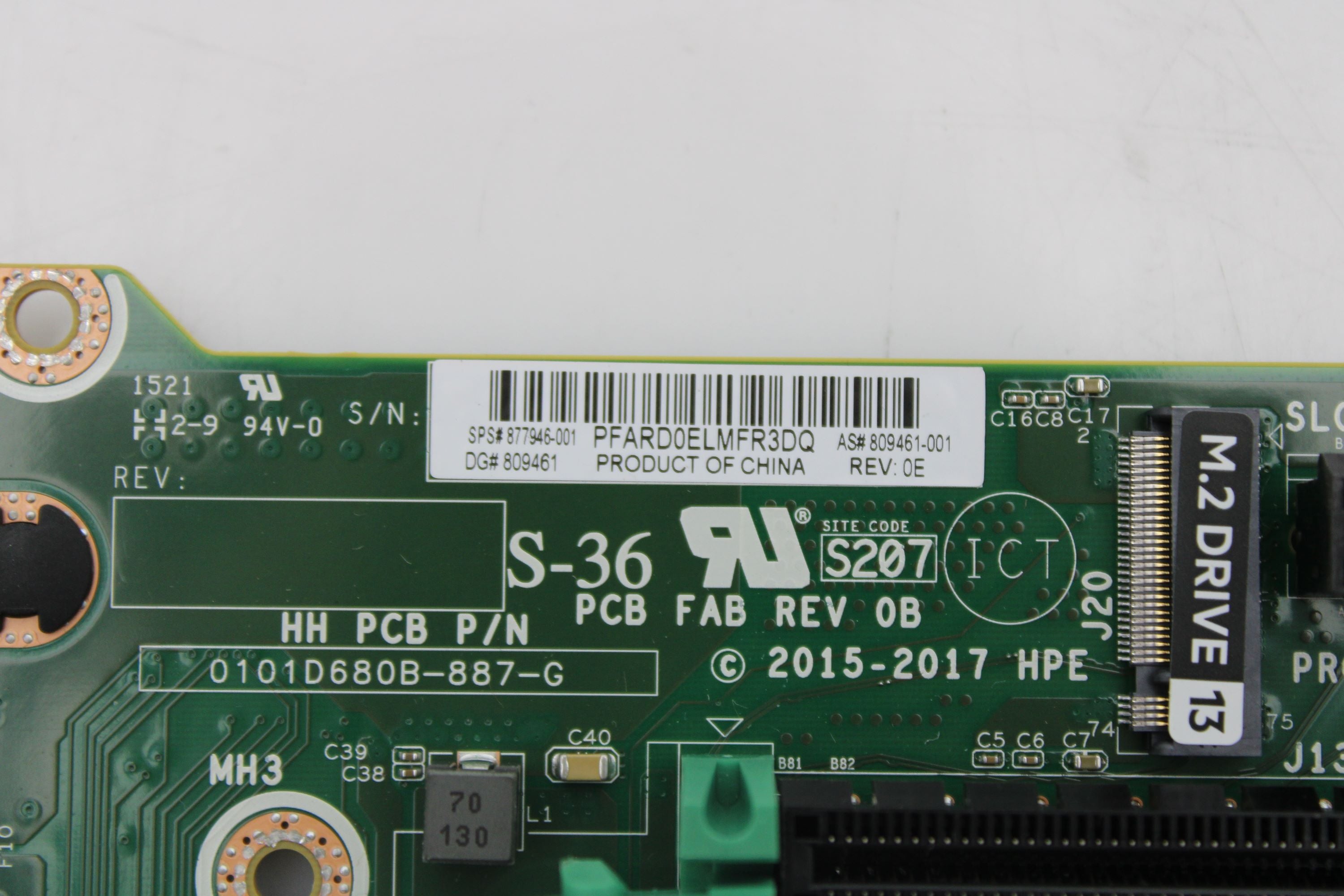 HP 877946-001 2x8 x16 Primary M.2 Riser Card ProLiant DL380