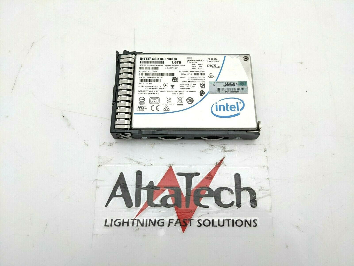 HP 880244-001 1.6TB NVMe x4 2.5" SSD Solid State Drive, Used