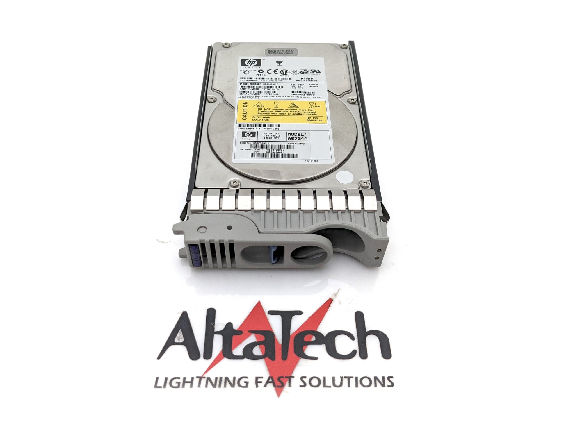 HP A6724A 36GB Ultra-2 SCSI LFF Hard Disk Drive (3.5", 10k rpm), Used