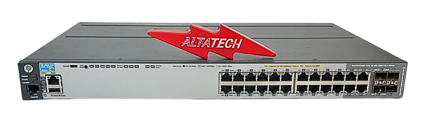 HP J9727A ARUBA 2920-24G-POE+ SW, 1 PSU, 24 Port Gigabit Ethernet Switch, Used