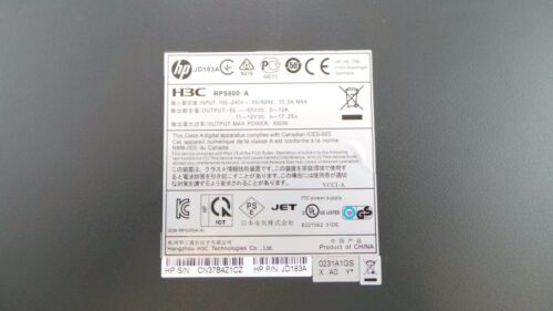 HP JD183A 650W RPS External DC Power Supply 110 V AC, Used