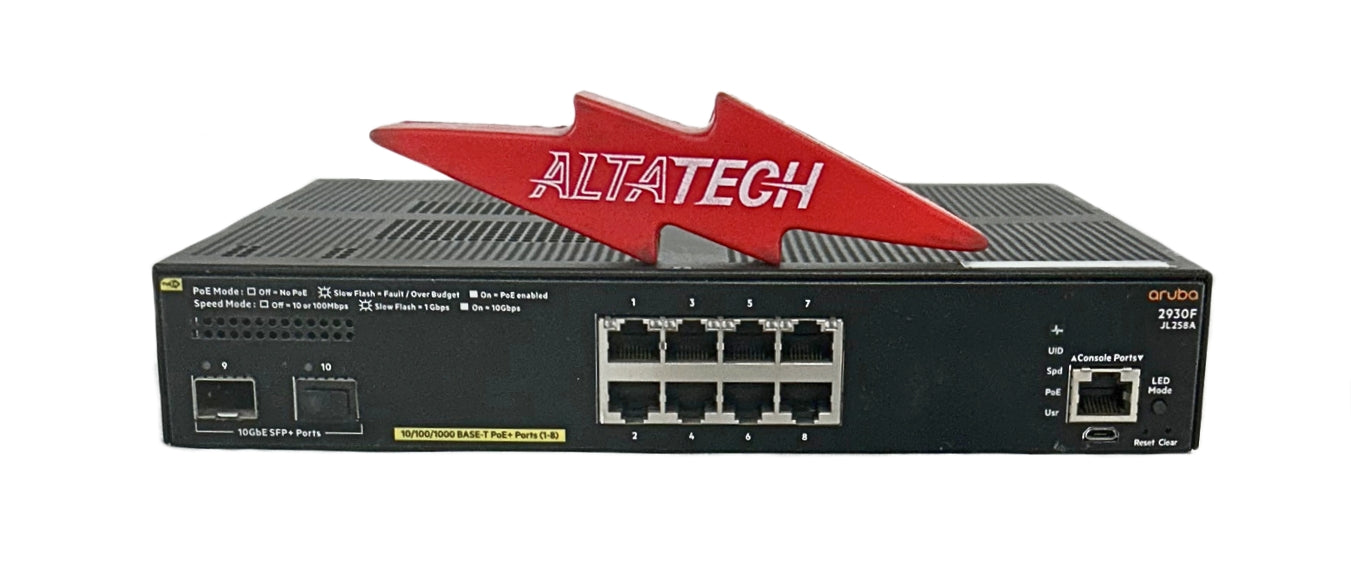 HP JL258A HP Aruba 2930F 8-Port 8G POE+ 2SFP+ Switch, Used
