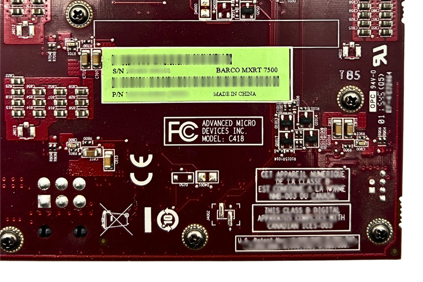 HP MXRT-7500 BARCO 7500 4GB PCIE 4-HEAD GRAPHIC CARD, Used