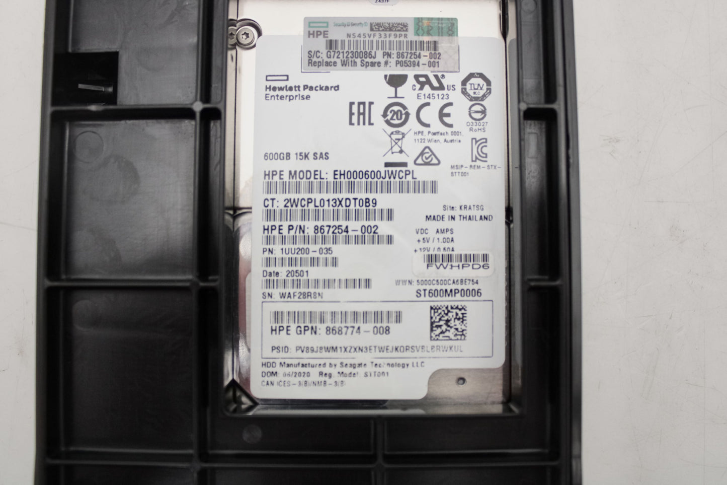 HP P05394-001 600GB 12G 15K LFF SCC DS SAS HDD, Used