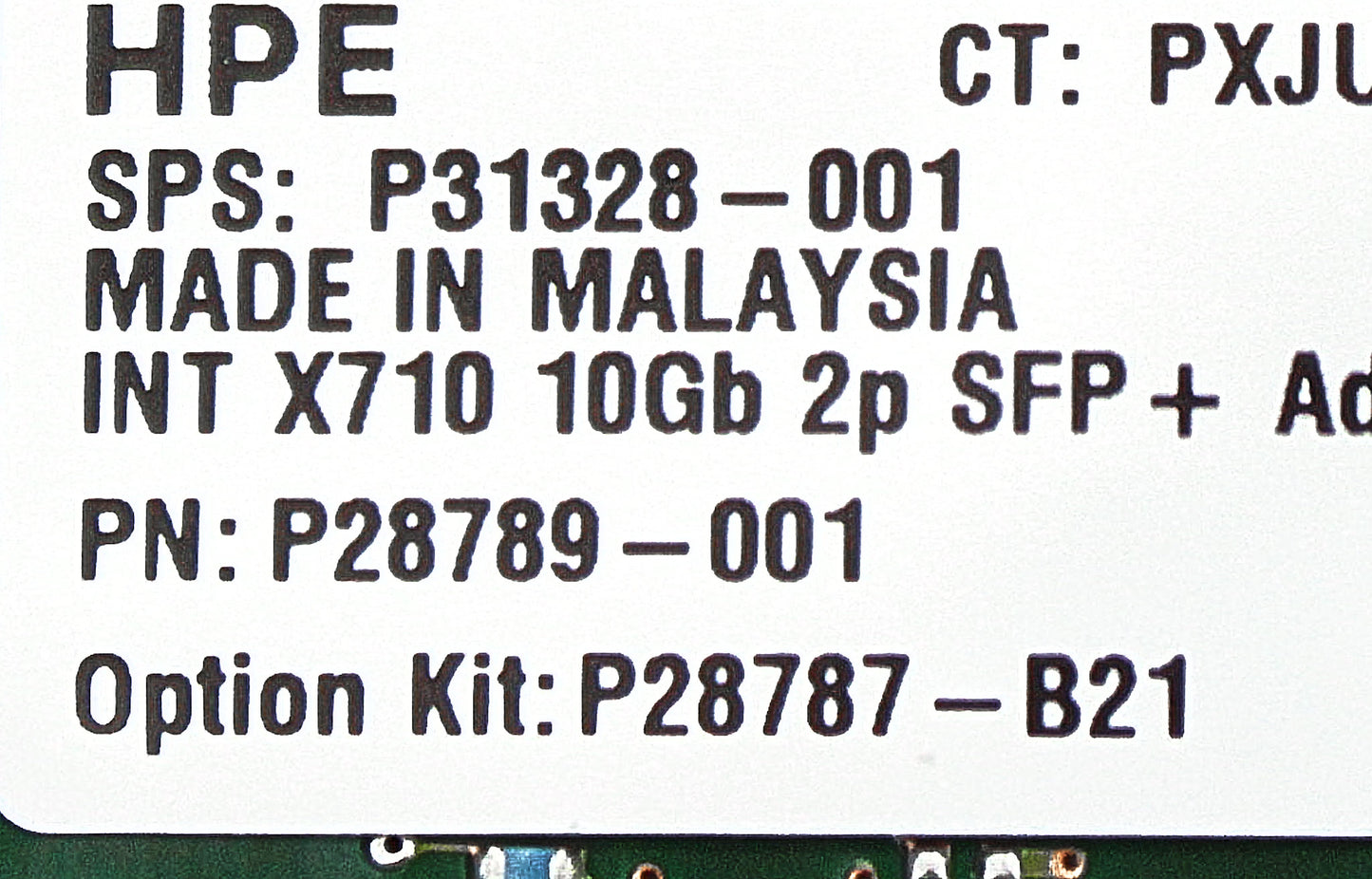 HP P28787-B21 INTEL X710-DA2 ETHERNET 10GB 2P SFP+ ADAPTER, Used