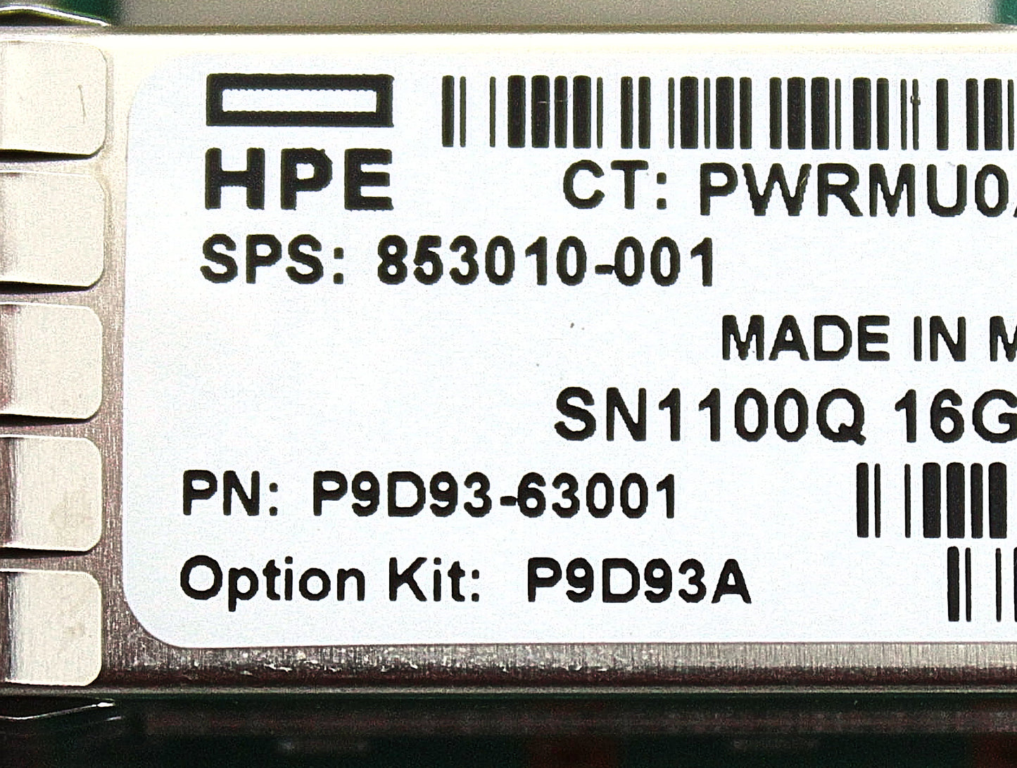 HP P9D93-63001 HP Qlogic SN1100Q 16GB 1xsfp+ FC PCIe low profile Fibre Chan, Used