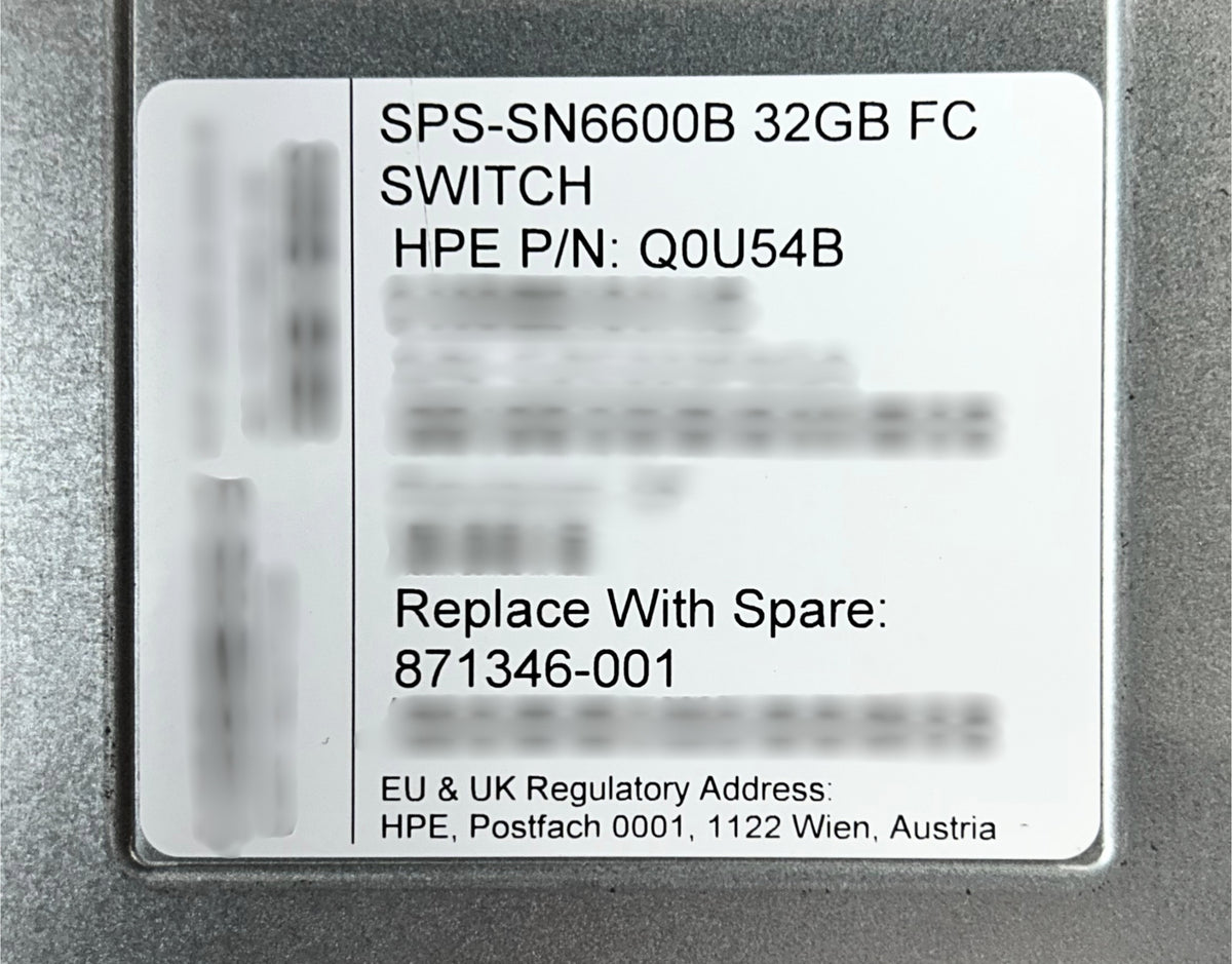 HP Q0U54B StoreFabric SN6600B 32GB 24 Ports Active Fibre Channel Managed Switch, Used