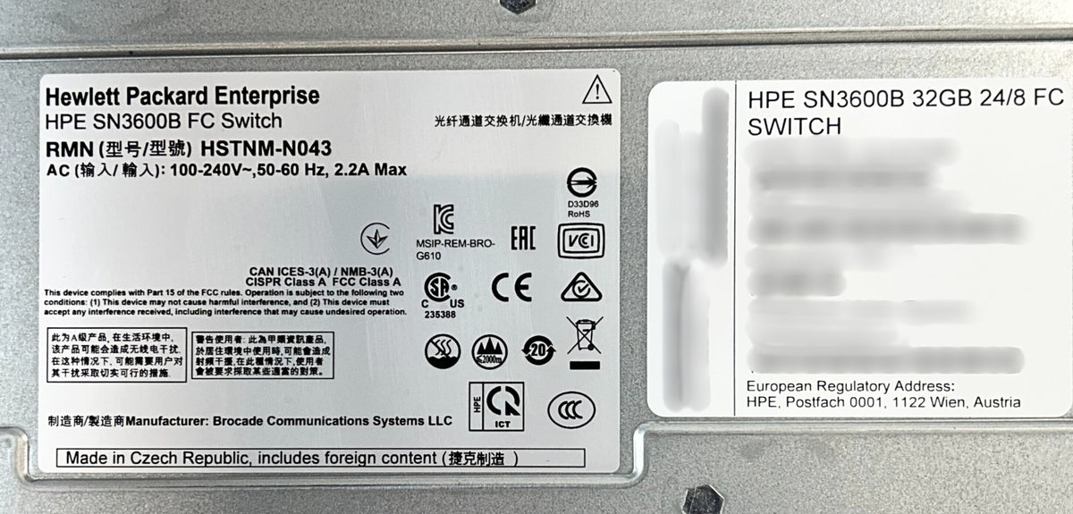 HP SN3600B 32GB SAN Fibre Channel Switch, Used