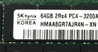 Hynix HMAA8GR7AJR4N-XN_NEW 64GB PC4-25600R DDR4-3200AA 2RX4 ECC, Used