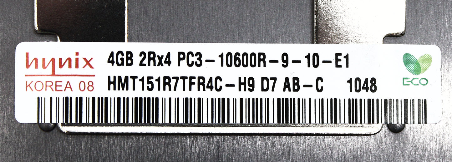 Hynix HMT151R7TFR4C-H9 4GB PC3-10600R DDR3-1333 2RX4 ECC, Used