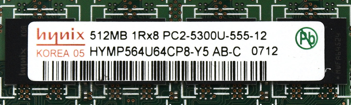 Hynix HYMP564U64CP8-Y5 512MB PC2-5300U DDR2-667 1RX8 N-ECC, Used