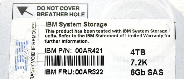 IBM 00AR322 4TB 7.2K 6GB 3.5" SAS GEN2, Used