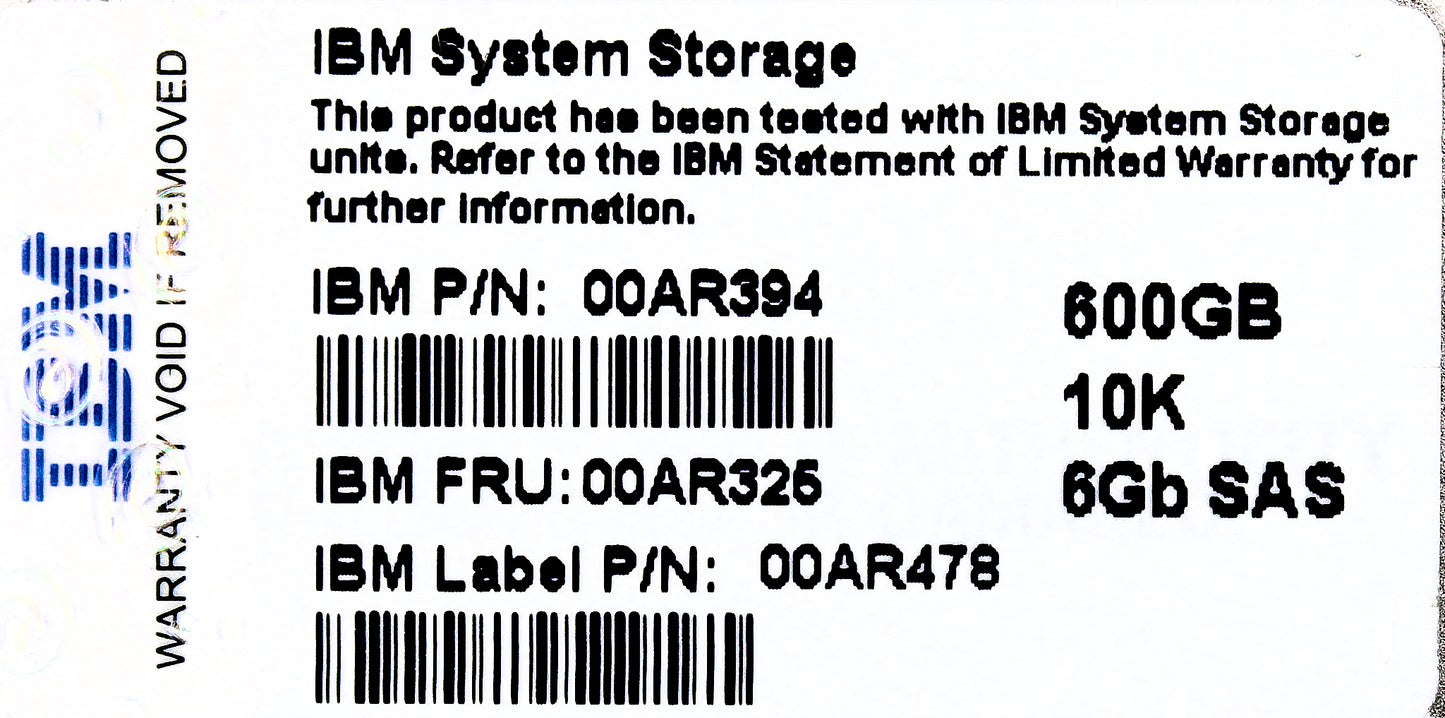 IBM 00AR325 600GB 10K 6GPS 2.5" SAS (AHF1), Used