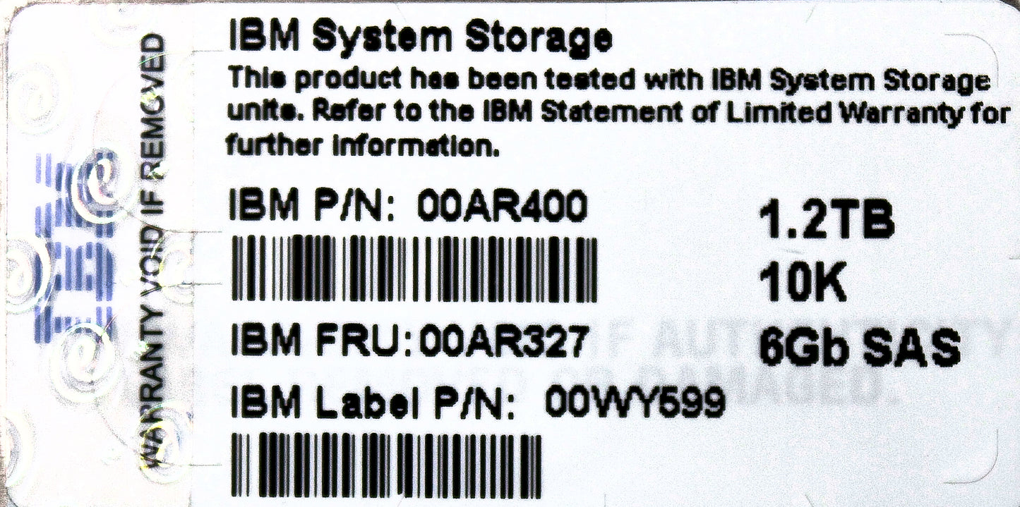 IBM 00AR327 1.2TB 10K 2.5" 6GB SAS, Used