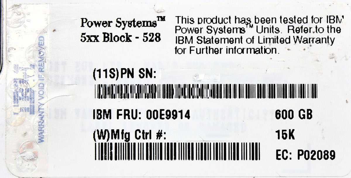 IBM 00E9914 600GB 15K SAS SFF-3 HDD CCIN 59E4, Used