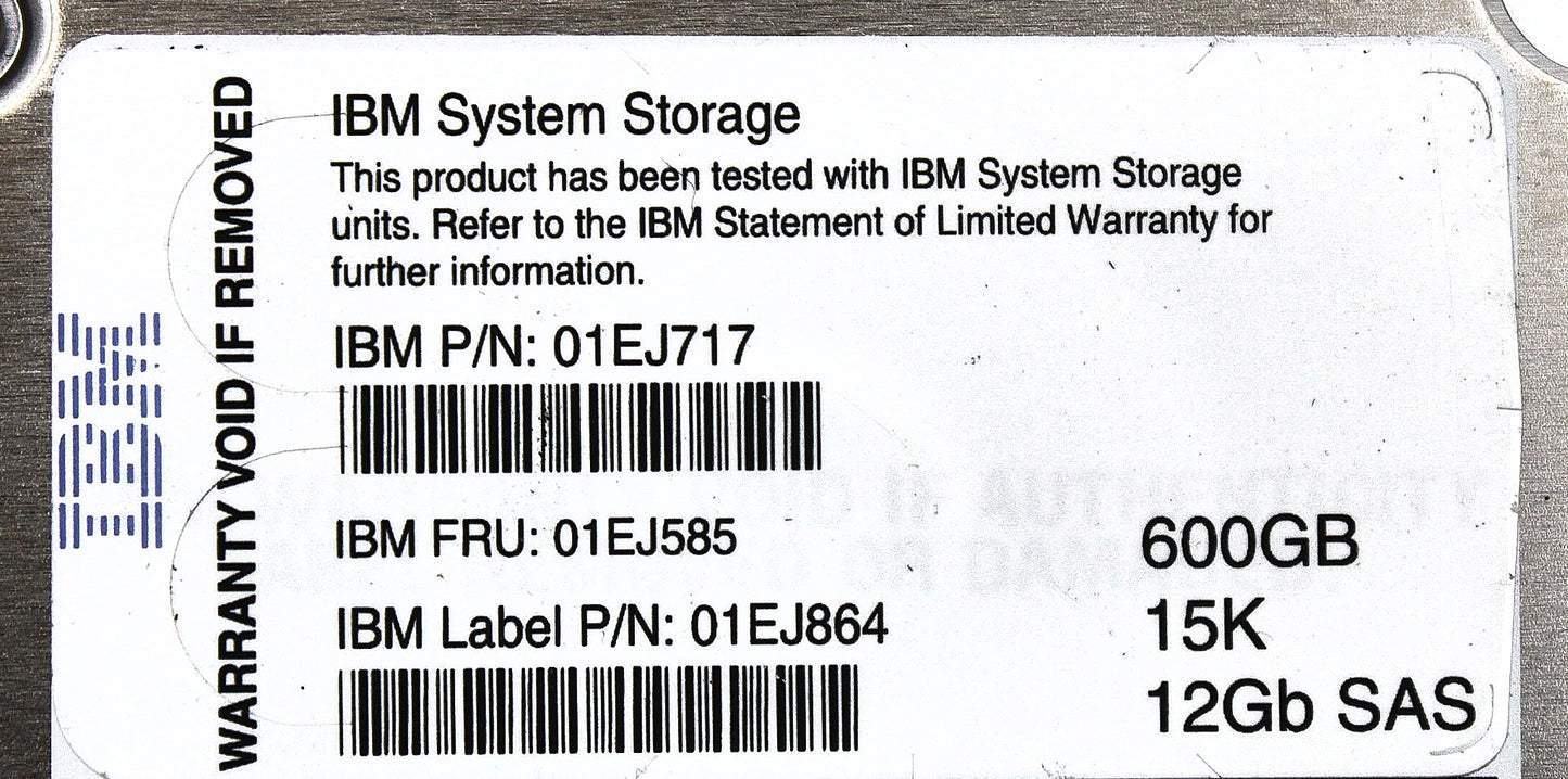 IBM 01EJ585 600GB 15K 2.5" SAS HDD V3700 V2, Used