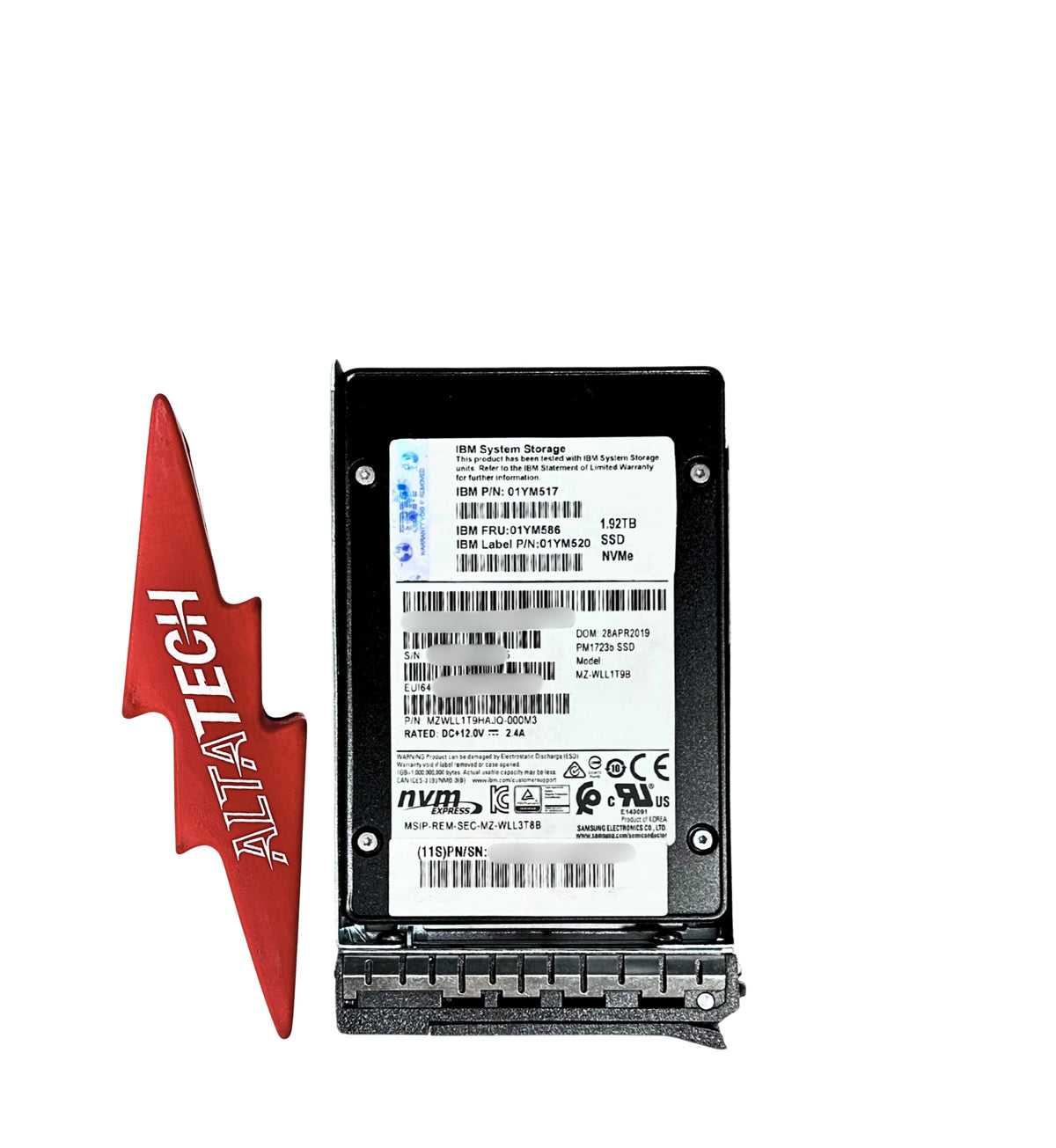IBM 01YM586 1.92TB 2.5" NVMe Flash Drive, Used