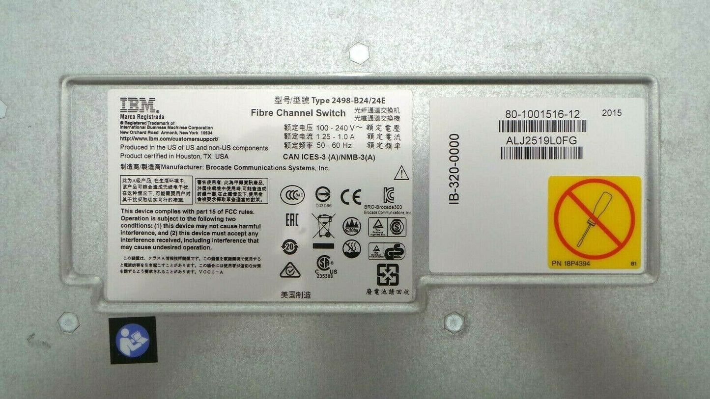IBM 2498-B24 SAN24B 24-Port 8GB FC Storage Switch, Used