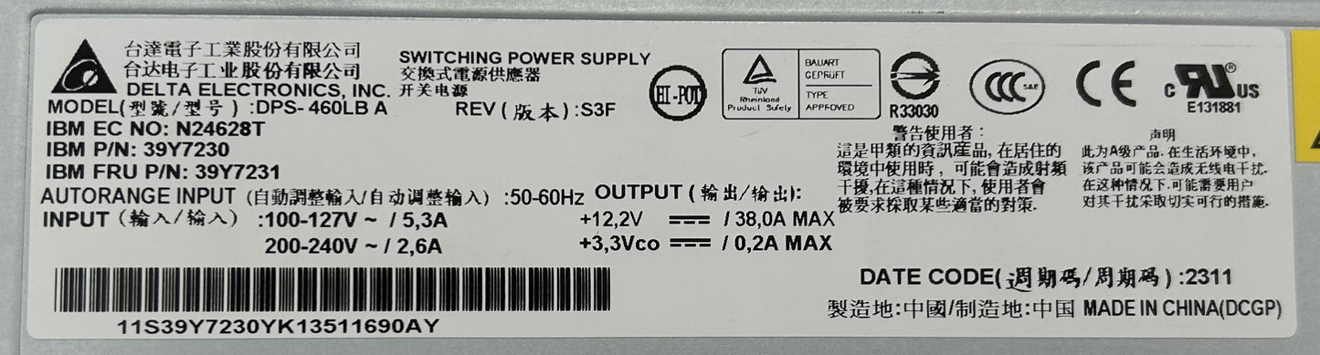 IBM 39Y7231 460 WATT POWER SUPPLY, Used