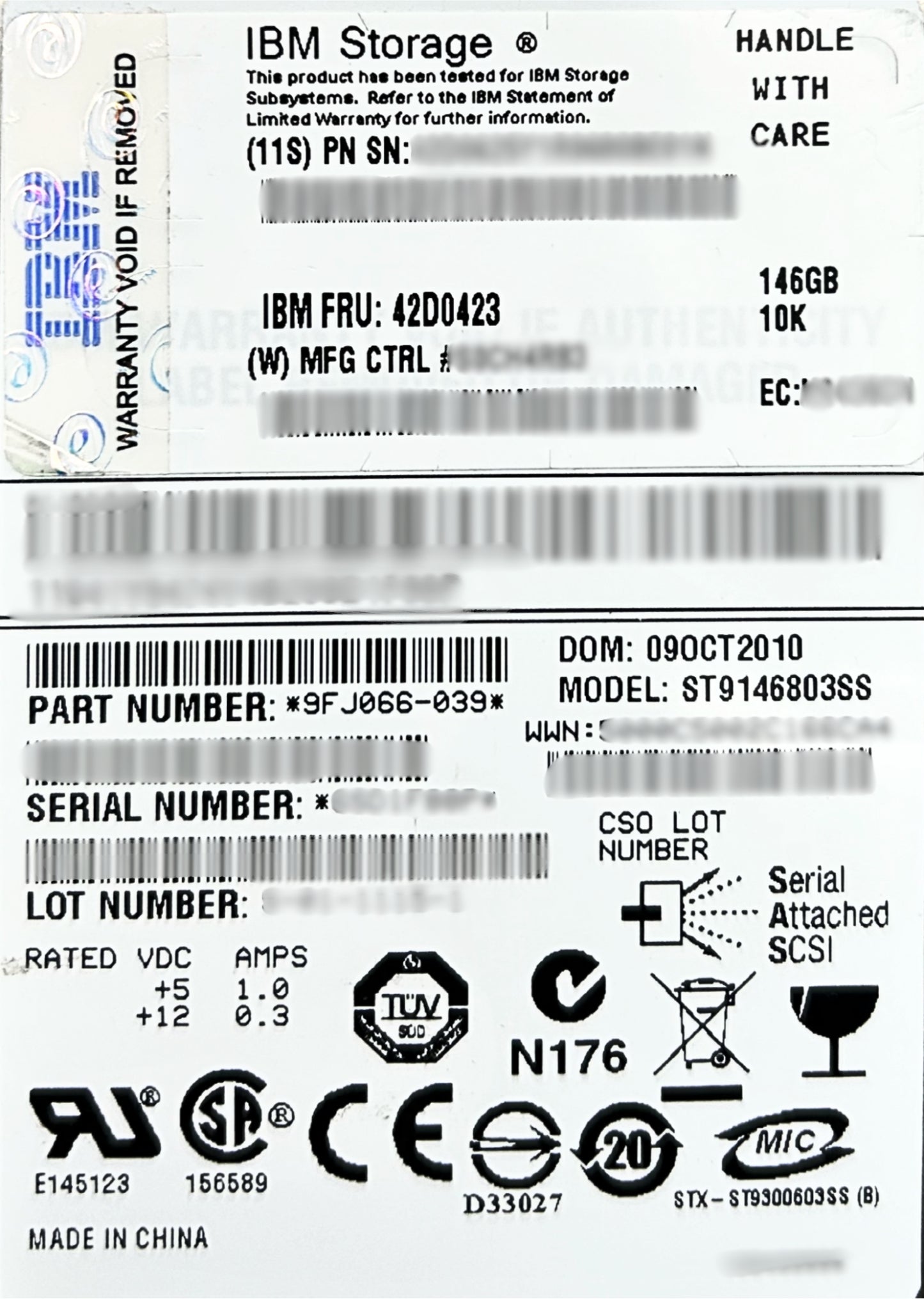 IBM 42D0423 146GB 10K SAS 2.5" HDD, Used