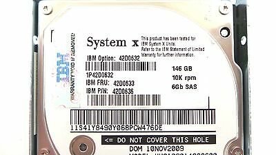 IBM 42D0633 146GB SAS SFF Hard Disk Drive 42D0632, 6Gbps 10K RPM 2.5" 42D0633 HDD, Used