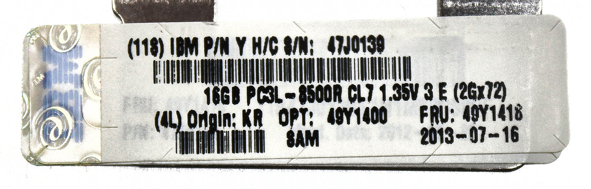 IBM 49Y1418 16GB PC3L-8500R DDR3-1066 4RX4 ECC, Used