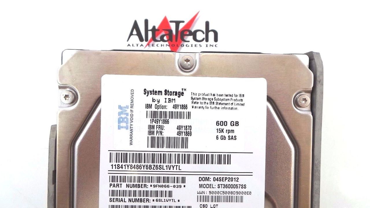 IBM 49Y1866 600GB 15K SAS 3.5" Hard Drive, Used