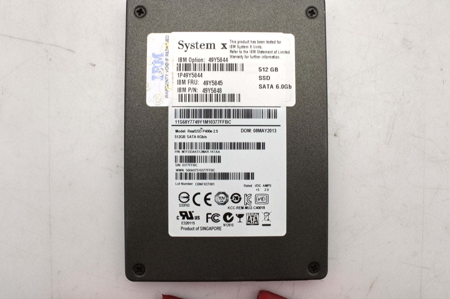 IBM 49Y5848 512GB SATA 2.5 MLC HS SSD DRIVE, Used