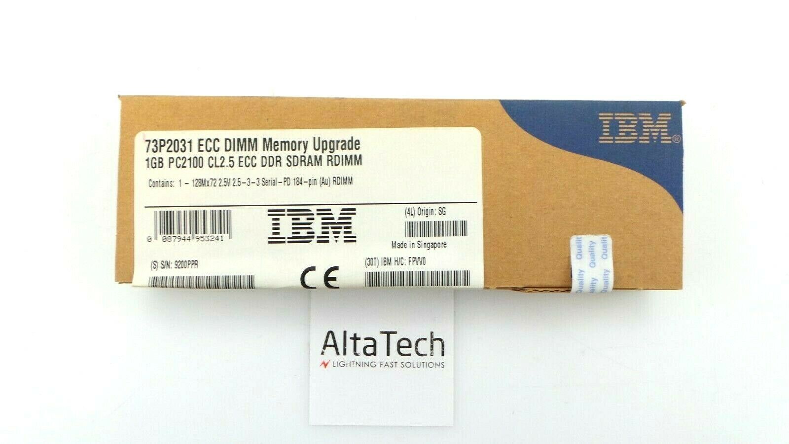 IBM 73P2031_NEW 1GB DDR2 PC2100 cl2.5 ecc Registered DDR Rdimm Memory, New Sealed