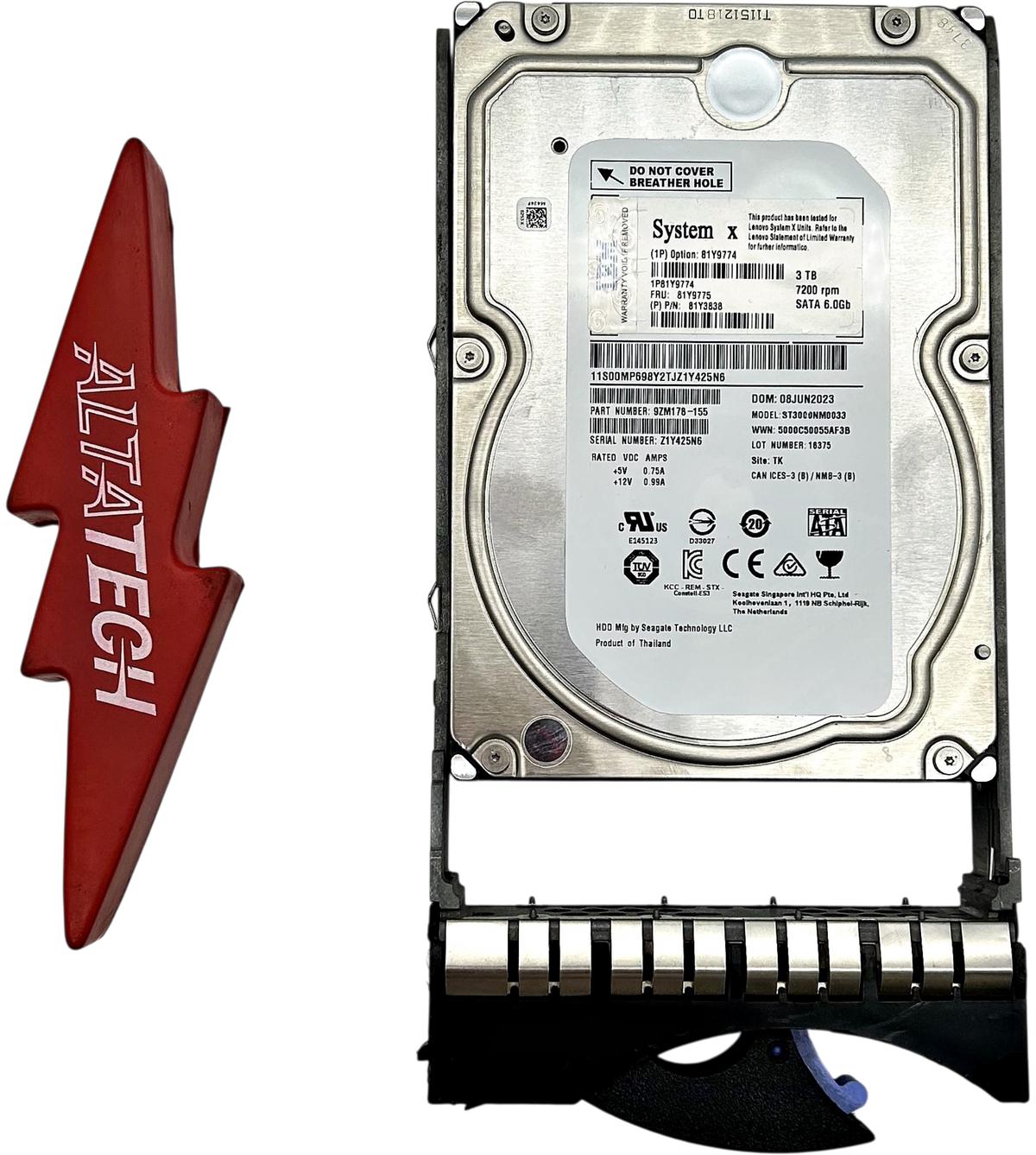 IBM 81Y9775 3TB 7.2K SATA 3.5" HDD, Used