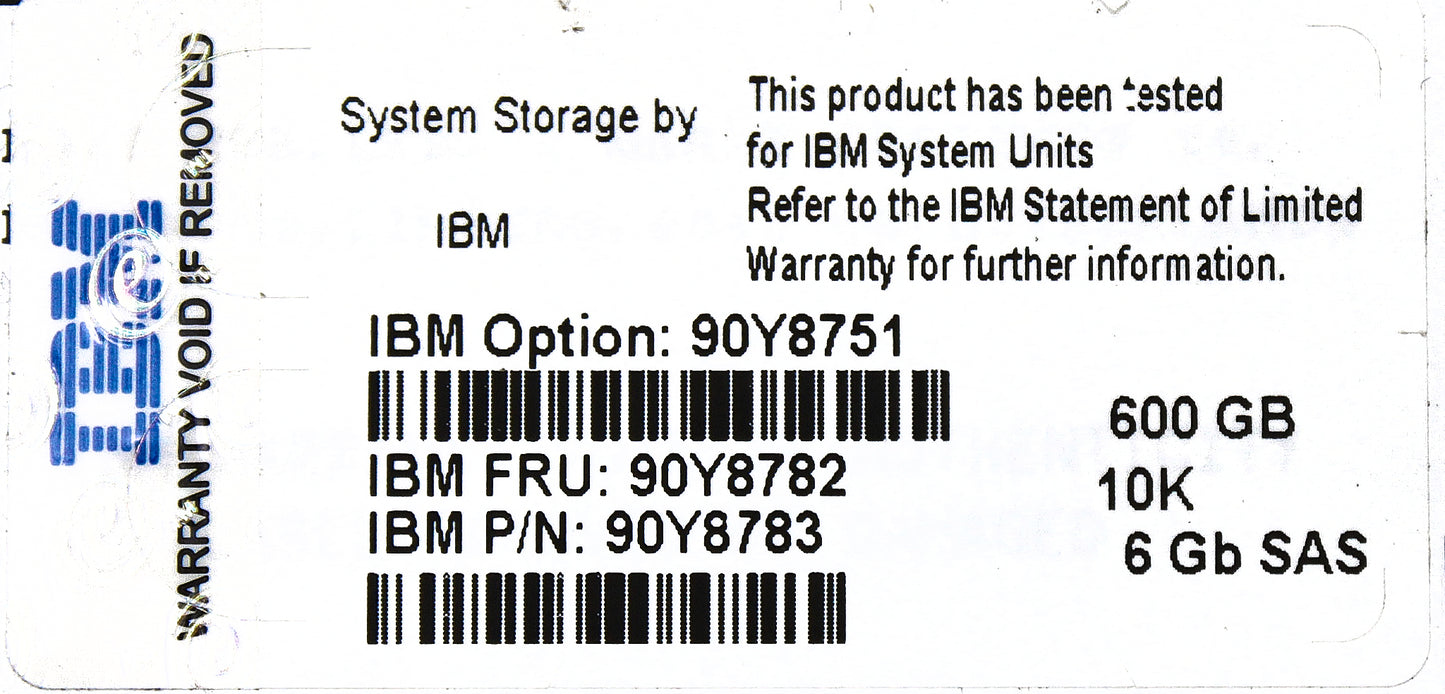 IBM 90Y8782 600GB 10K 2.5" SAS HDD, Used