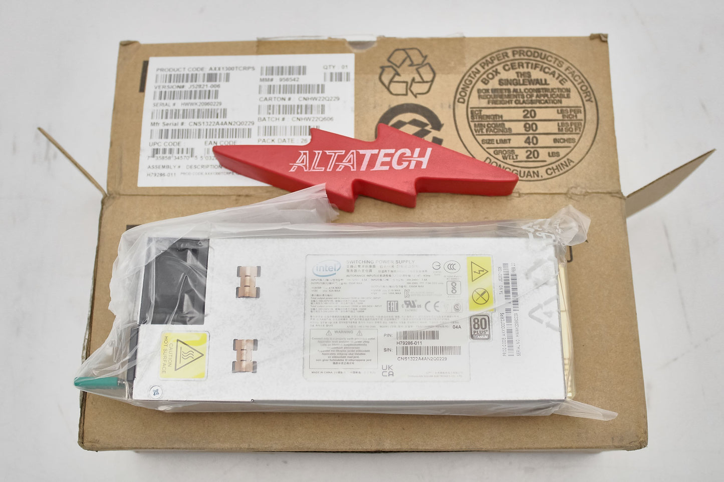 Intel AXX1300TCRPS_NOB 1300W POWER SUPPLY TITAN 80+, Used