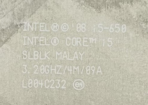 Intel SLBLK 3.2GHZ/4MB/73W/2C, Core I5-650, Used