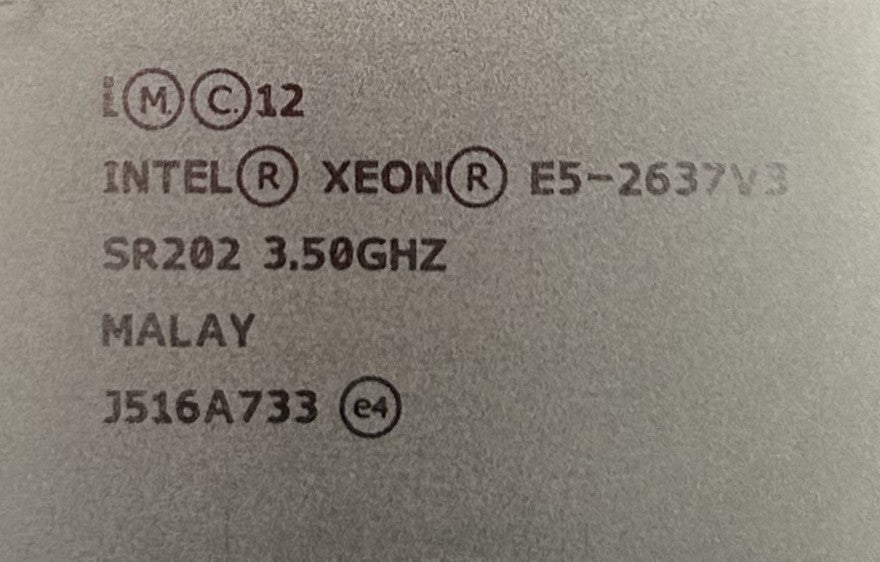 Intel SR202 3.5GHZ/15MB/135W/ 4C PRC,E5-2637V3, Used