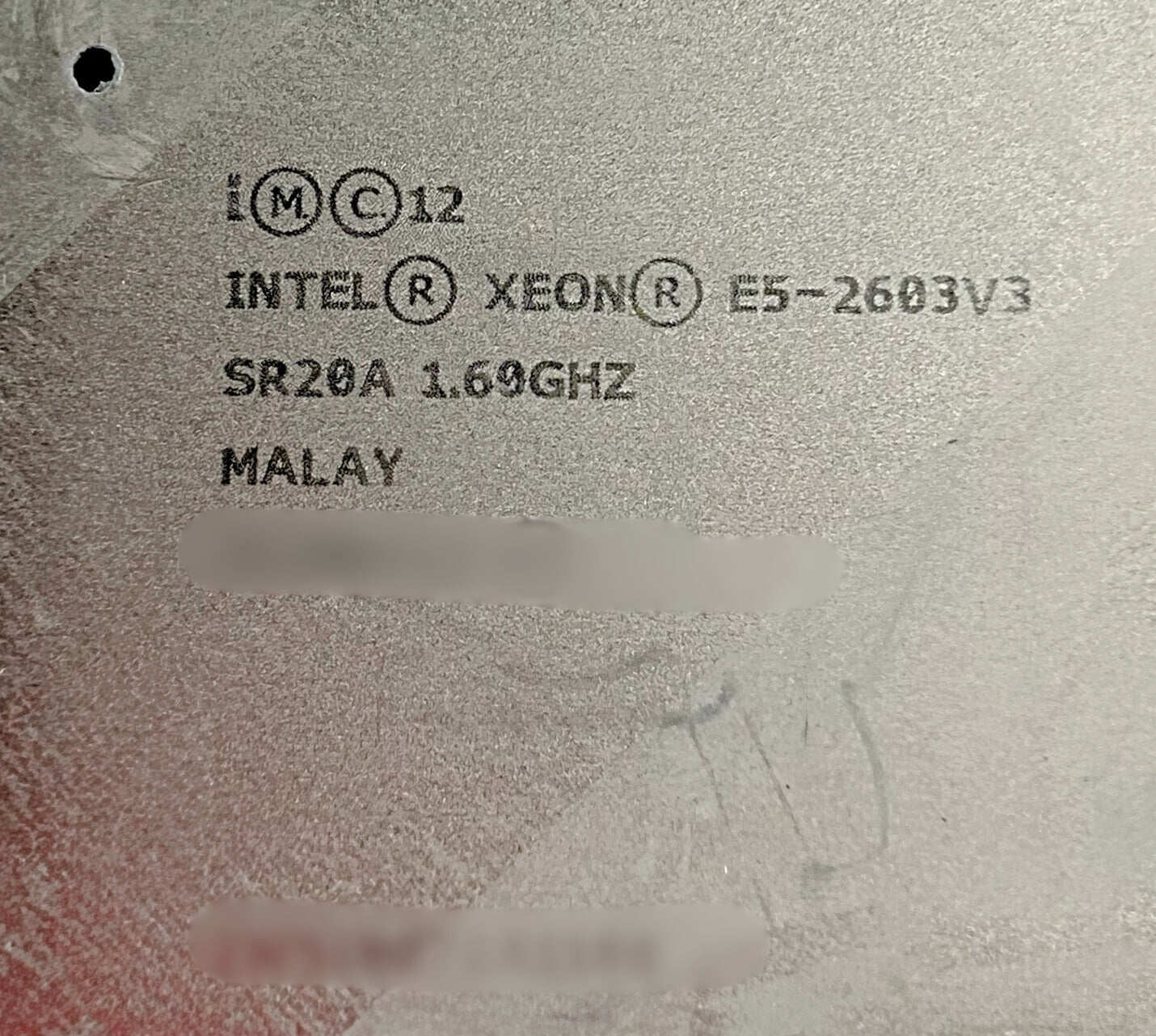 Intel SR20A Xeon E5-2603v3 6-Core 1.6GHz Processor w/ Thermal Grease, Used